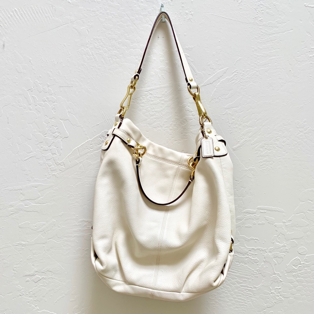 COACH Ivory Lavender Lined Hobo Bag